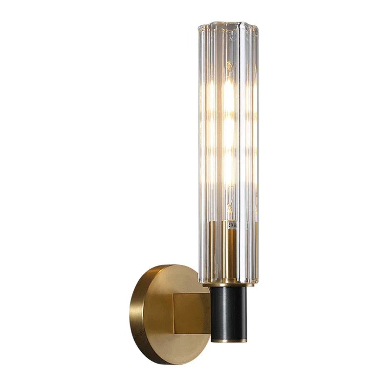 Axyaa Retro Nordic Iron LED Wall Lamp in Golden with Glass Background