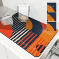 Axyaa Geometric Absorbent Kitchen Mat: Quick Dry, Antiskid, Drain Pad