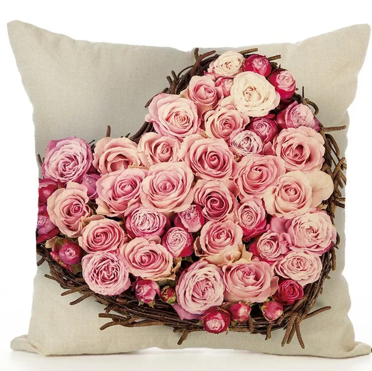 Axyaa Cartoon Couple Linen Pillowcase: Cute Room Decor & Valentine's Day Gift