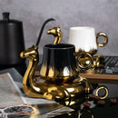 Axyaa Camel Espresso Cups Set - 110ml Ceramic Coffee Cups and Plates