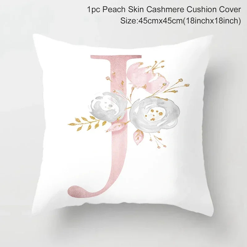 Axyaa Pink Letterwork Cushion Cover 45*45cm, Wedding Party Decor, Elegant Wedding Pillow