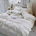 Axyaa Princess Style Bedding Set - Woman's Solid Color Ruffles Duvet Cover & Sheets