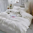 Axyaa Princess Style Bedding Set - Woman's Solid Color Ruffles Duvet Cover & Sheets