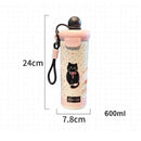 Axyaa Cute Cat Thermos Bottle 600ml Stainless Steel Portable Water Bottle