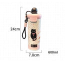 Axyaa Kawaii Cat Stainless Steel Thermal Cup 600ml - Portable Cute Thermos Bottle