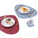 Axyaa Oval Faux Leather Placemat Coaster Sets - Waterproof Non-Slip Nordic Table Pads