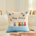 Axyaa Easter Bunny Cushion Cover - Cozy Embroidered Canvas Pillow for Living Room