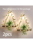 Axyaa Ivy Led Floating Wall Shelf: Boho Home Decor, Plant Tray Pot Holder