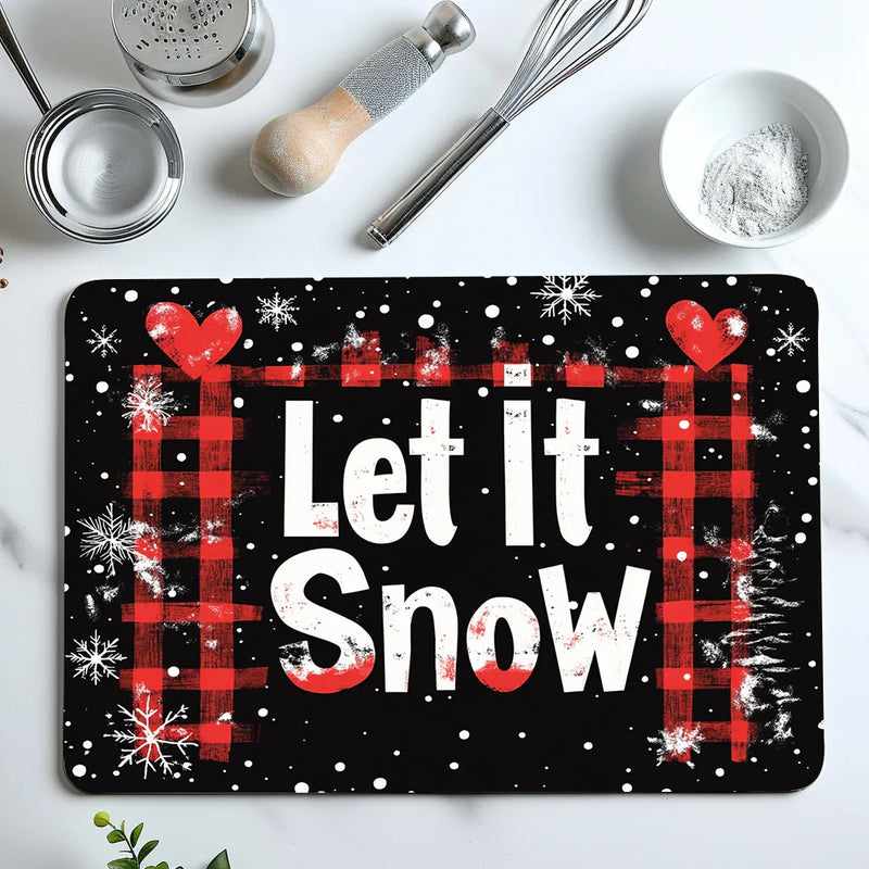 Axyaa Snowflake Kitchen Drying Mat - Quick Dry & Antiskid Snowflake Drain Pad