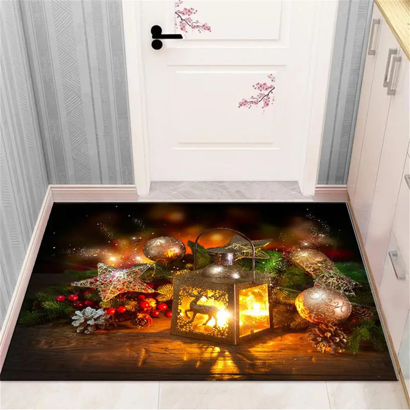 Axyaa Christmas & New Year Home Decor Door Mat - Anti-Slip Floor Rug