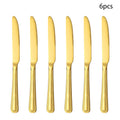 Axyaa Gold Stainless Steel Tableware Set - Knife, Fork, Spoon - 4/6/16/24pcs