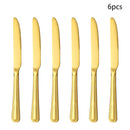 Axyaa Gold Stainless Steel Tableware Set - Knife, Fork, Spoon - 4/6/16/24pcs