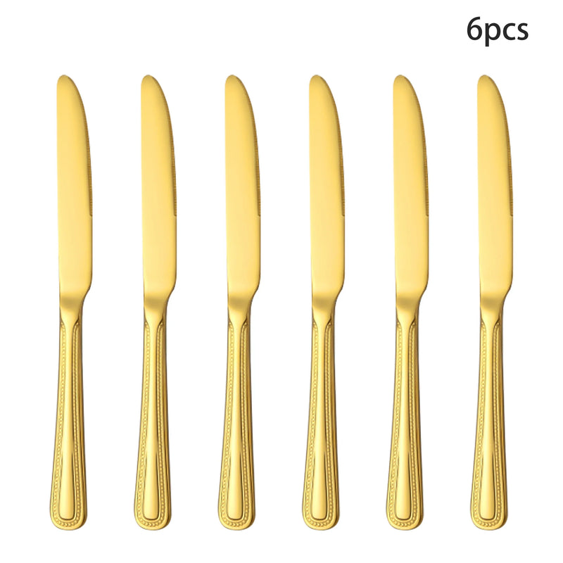 Axyaa Gold Stainless Steel Tableware Set - Knife, Fork, Spoon - 4/6/16/24pcs