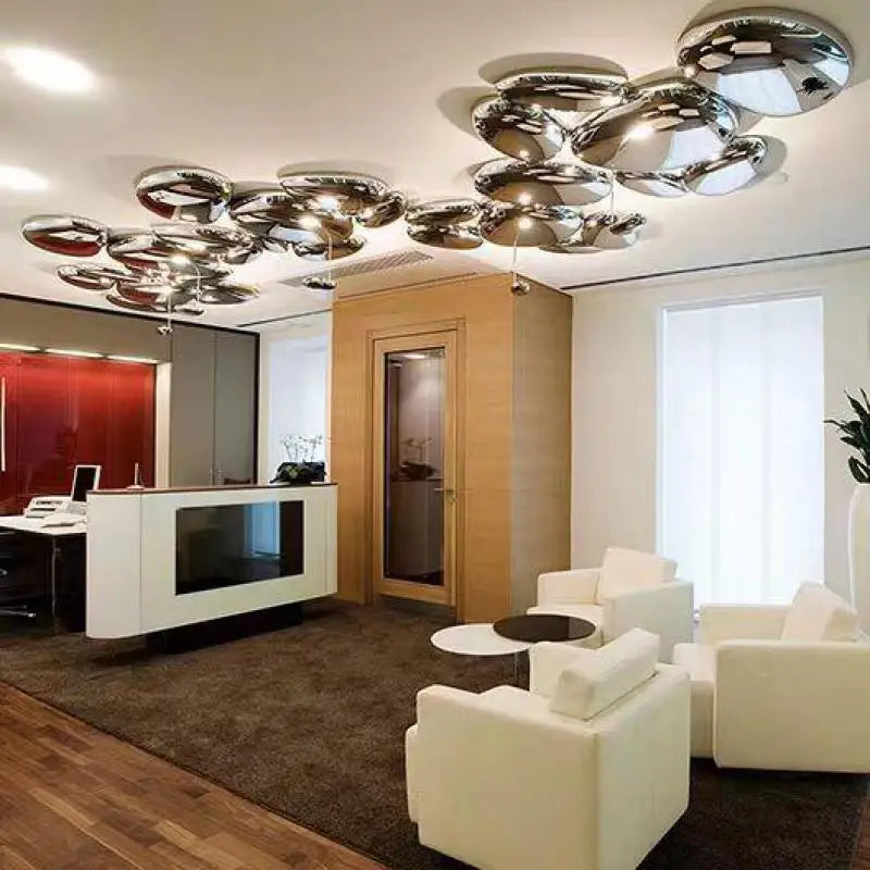 Axyaa Chrome Art Ceiling Lamp for Modern Living Room, Bedroom, and Lobby Lighting