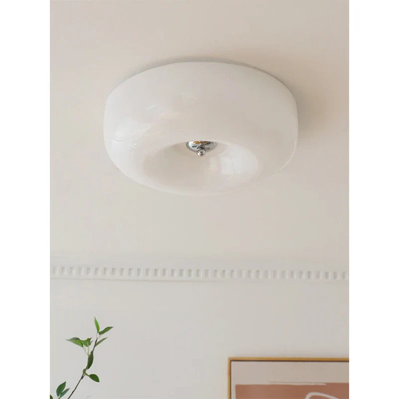 Axyaa Bauhaus Cream Ceiling Lamp: French Retro Nordic Glass Kitchen Light