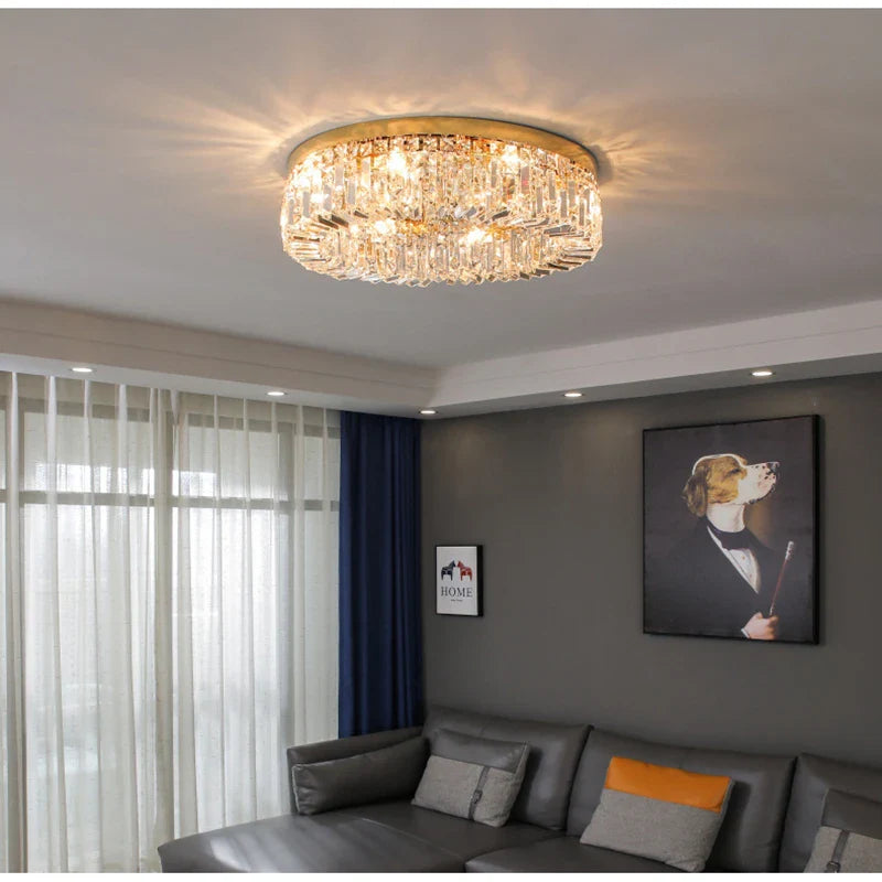 Axyaa Crystal LED Ceiling Lamp: Modern European Style for Living Room, Bedroom, and Restaurant