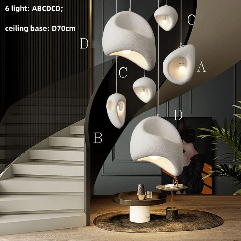 Axyaa White Irregular LED Pendant Chandelier for Home Decor & Bar