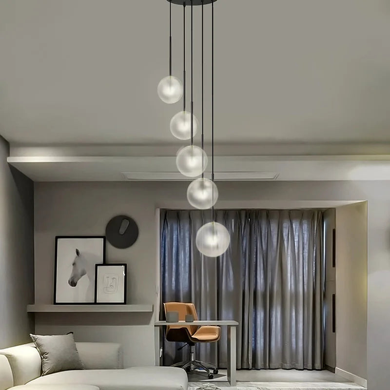 Axya Black Glass Ball Chandelier for Dining Room Decor