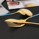 Axyaa Black Gold Cutlery Fork Set - 4Pcs Stainless Steel Dinnerware Teaspoon Utensils