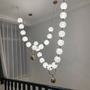 Axyaa Pearl Glass Necklace Chandelier - Modern LED Pendant for Home & Restaurant Decor