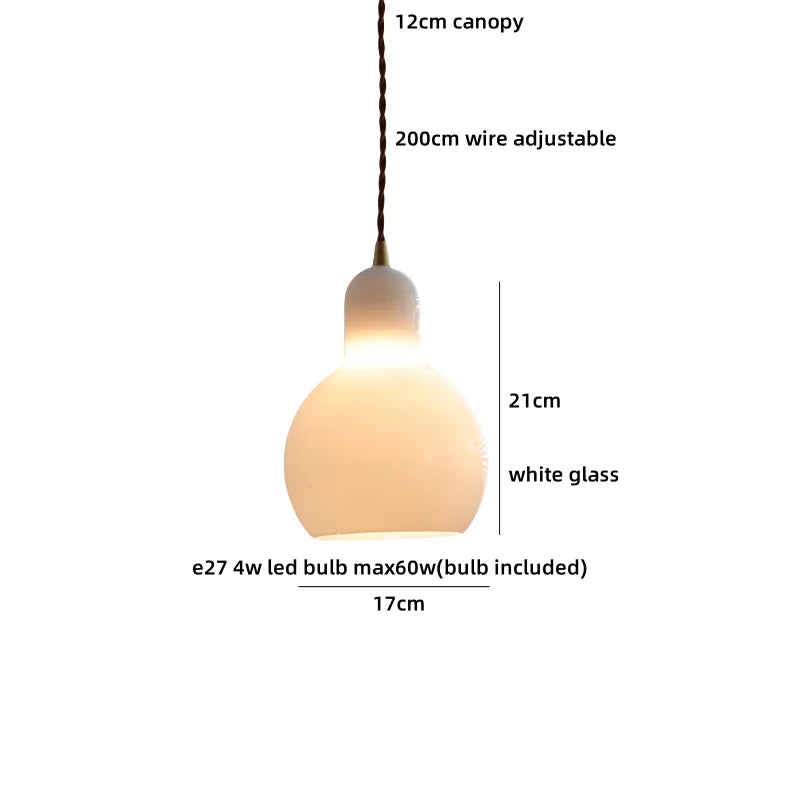 Axyaa Wood Glass Ball LED Pendant Lights Modern Nordic Hanging Lamp
