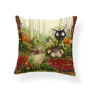 Axyaa Creative Fox Christmas Tree Cushion Cover - Retro Animal Sofa Decor Pillowcase
