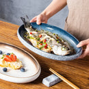 Axyaa Oval Ceramic Fish and Vegetable Dish for Home and Restaurant