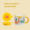 Axyaa Retro Ceramic Mug with Cover, Water Mugs, Breakfast Cup, National Fashion