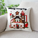 Axyaa Christmas Embroidered Pillow Cover - Canvas Letter Decor Pillowcase