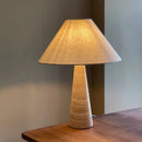 Axyaa Travertine Table Lamp with Fabric Lampshade & LED Bulb