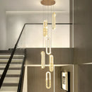 Axyaa Modern Crystal LED Chandelier for Staircase and Living Room Luxury Gold Indoor Lighting