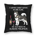 Axyaa Alaskan Malamute Wine Red Dog Pillowcase - Luxury Home Decor