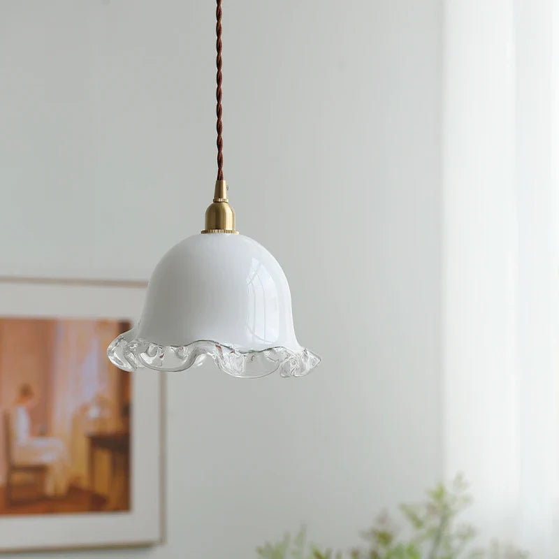 Axyaa Nordic LED Pendant Lights Copper Glass Chandelier