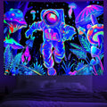 Axyaa Psychedelic UV Wall Tapestry: Skull Mushroom Witchcraft Art - Beautiful Decor