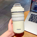 Axyaa Stainless Steel Thermal Tumbler with Straw 500ml – Portable Insulated Thermos Bottle