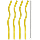 Axyaa Wavy Glass Straws Set with Brush, Colorful Drinkware for Kitchen, Party, Bar