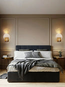 Axyaa Golden Crystal Glass Stainless Steel Wall Lamp for Modern Interior Lighting