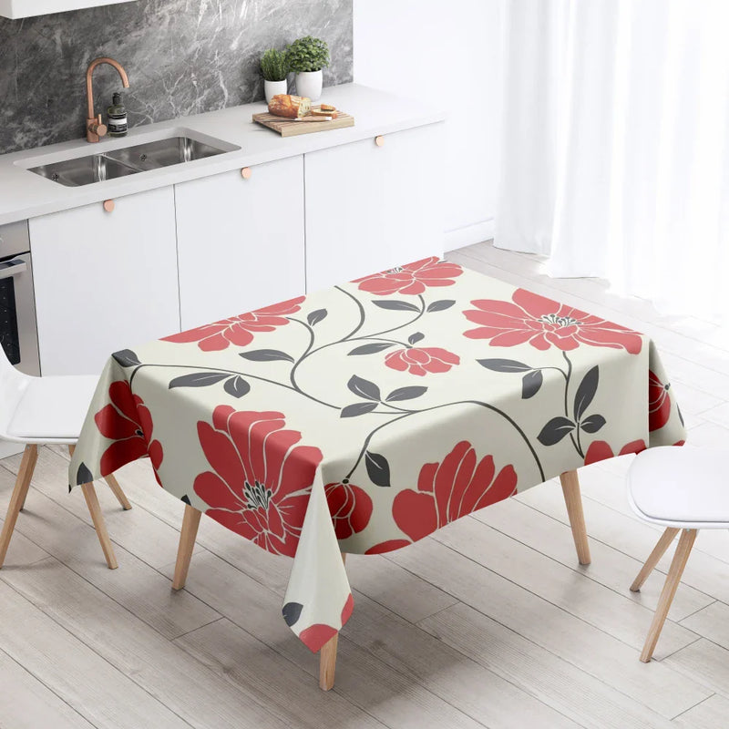 Axyaa Floral Tablecloth: Anti-Stain Waterproof Home Decoration for Kitchen, Fireplace, Countertop