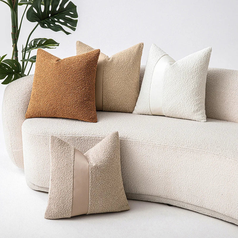 Faux Leather Textured Accent Pillow Cover in 9 Colors by Axyaa