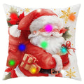 Axyaa LED Light Luminous Christmas Pillowcase, Santa Snowman Bell Design, 45x45cm
