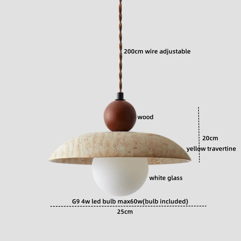 Axyaa Travertine LED Pendant Lights Natural Stone Hanging Lamp