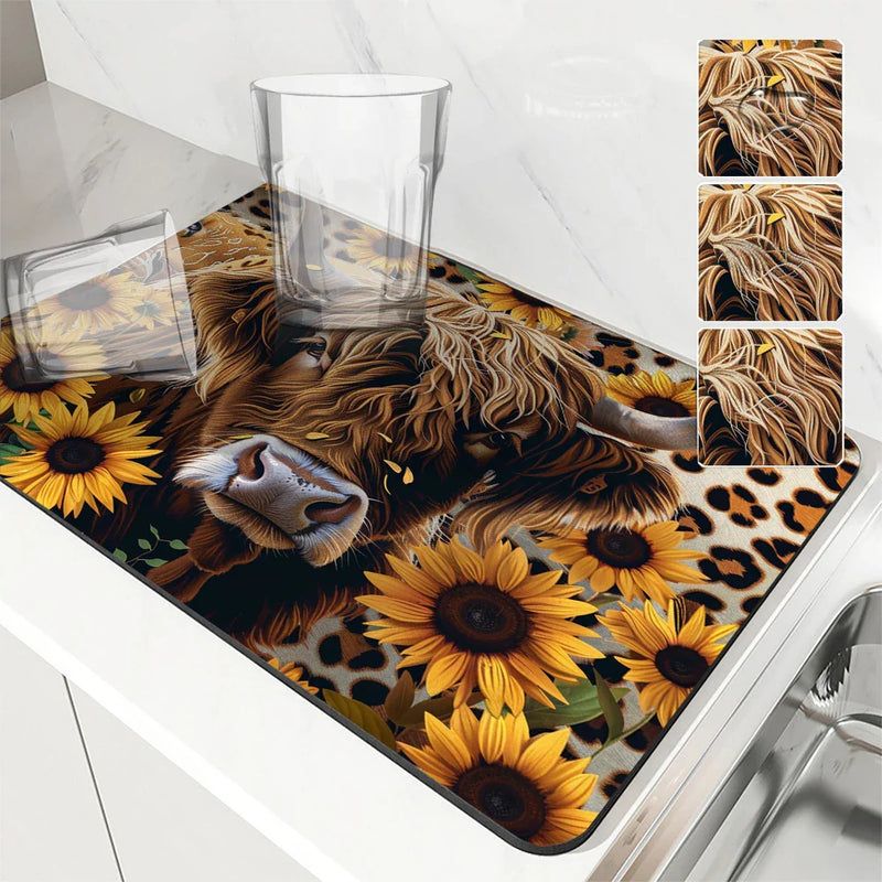 Axyaa Absorbent Mat for Plants Flowers Cow Kitchen Bathroom Anti-skid Drying Pad