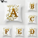 Axyaa European Gold 26 Letters Digital Printed Pillowcase for Home Decor