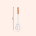 Axyaa Silicone Kitchen Utensil Set with Thick White Wooden Handle - 7 Pieces