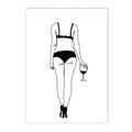 Axyaa Minimalist Wine Cup Woman Body Line Art Canvas Wall Print for Home Decor