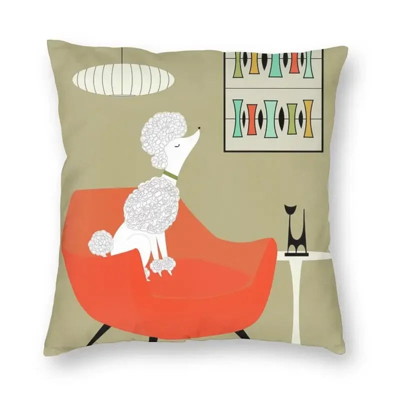 Pink Convertible Pillowcase White Poodle Sofa Cushion Cover Axyaa Home Decor
