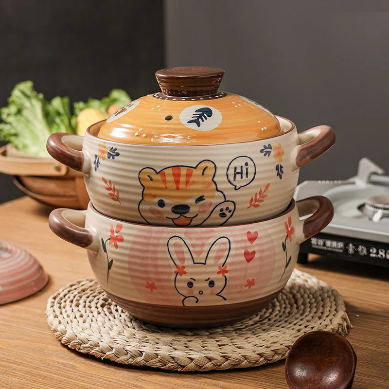 Axya Ceramic Gas Casserole Saucepan for Soup and Cooking - Kitchen Cookware Pot