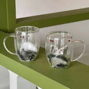 Axyaa Double-layer Glass Cup - Christmas Snow Scene Design