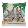 Axyaa Donkey Print Cushion Cover 45x45cm Cute Animals Linen Pillowcase for Home Decor