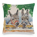 Axyaa Donkey Print Cushion Cover 45x45cm Cute Animals Linen Pillowcase for Home Decor